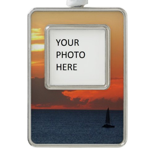 Sunset Clouds and Sailboat Seascape Ornament