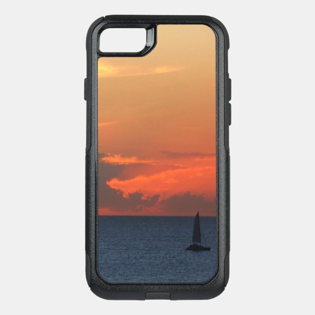 Sunset Clouds and Sailboat Seascape Otterbox iPhone Case (Back)