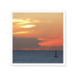 Sunset Clouds and Sailboat Seascape Paper Napkins