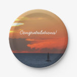 Sunset Clouds and Sailboat Seascape Paper Plates