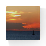 Sunset Clouds and Sailboat Seascape Paperweight