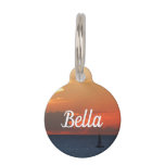 Sunset Clouds and Sailboat Seascape Pet ID Tag