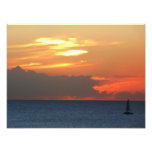 Sunset Clouds and Sailboat Seascape Photo Print