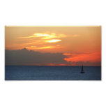 Sunset Clouds and Sailboat Seascape Photo Print