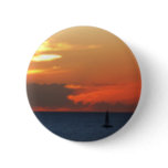 Sunset Clouds and Sailboat Seascape Pinback Button