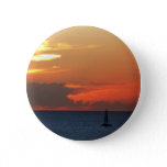 Sunset Clouds and Sailboat Seascape Pinback Button