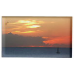 Sunset Clouds and Sailboat Seascape Place Card Holder