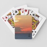 Sunset Clouds and Sailboat Seascape Playing Cards