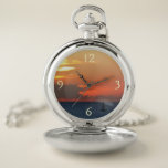 Sunset Clouds and Sailboat Seascape Pocket Watch