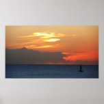 Sunset Clouds and Sailboat Seascape Poster