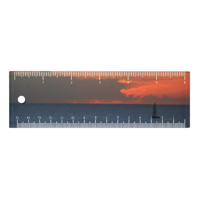 Sunset Clouds and Sailboat Seascape Ruler (Front)