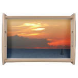 Sunset Clouds and Sailboat Seascape Serving Tray