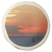 Sunset Clouds and Sailboat Seascape Sugar Cookie (Front)