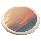 Sunset Clouds and Sailboat Seascape Sugar Cookie (Angled)