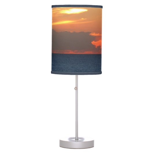 Sunset Clouds and Sailboat Seascape Table Lamp (Front)