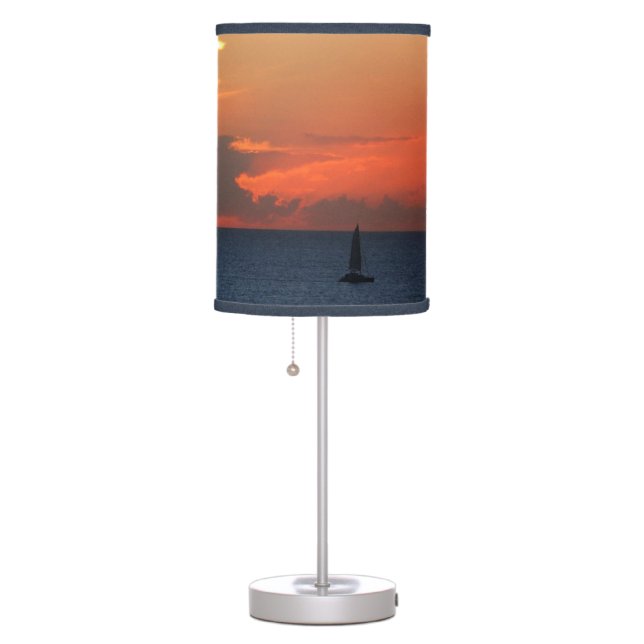 Sunset Clouds and Sailboat Seascape Table Lamp (Right)