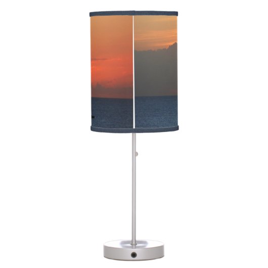 Sunset Clouds and Sailboat Seascape Table Lamp (Back)