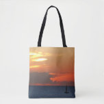 Sunset Clouds and Sailboat Seascape Tote Bag