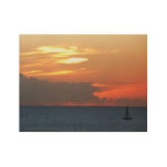 Sunset Clouds and Sailboat Seascape Wood Poster