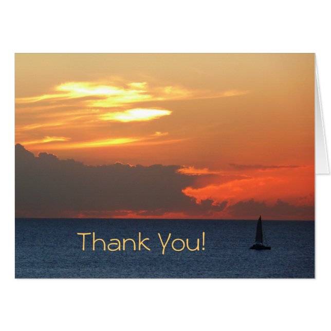 Sunset Clouds and Sailboat "Thank You" Card (Front Horizontal)