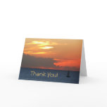 Sunset Clouds and Sailboat "Thank You" Letterpress Thank You Card