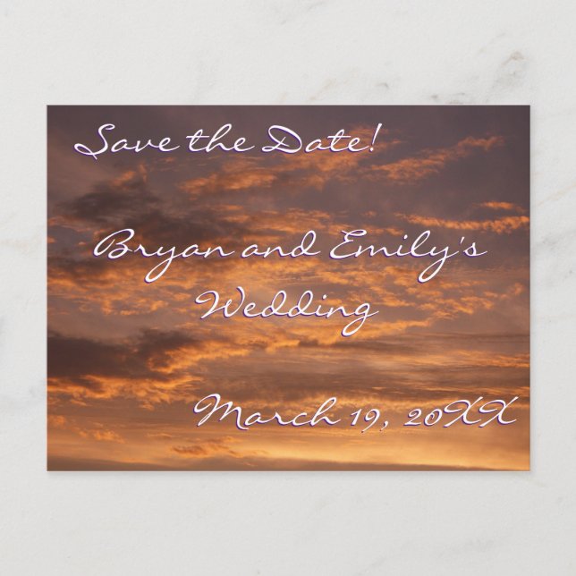 Sunset Clouds Announcement Postcard (Front)
