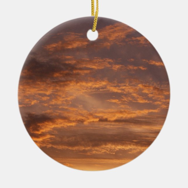 Sunset Clouds I Colorful Sky Photography Ceramic Ornament (Front)