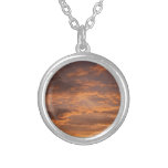 Sunset Clouds I Colorful Sky Photography Silver Plated Necklace