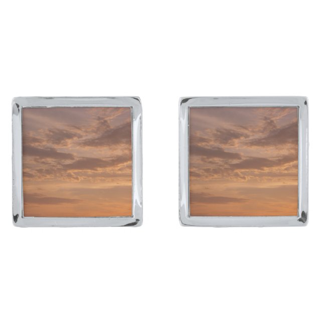 Sunset Clouds II Pastel Abstract Nature Cufflinks (Front)