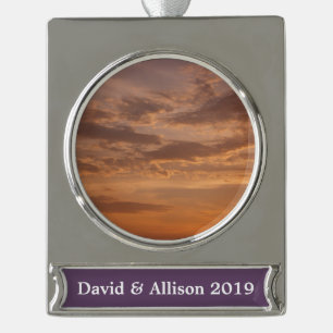 Sunset Clouds II Pastel Abstract Nature Silver Plated Banner Ornament