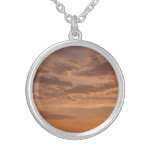 Sunset Clouds II Pastel Abstract Nature Silver Plated Necklace