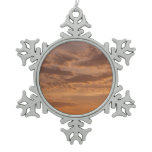 Sunset Clouds II Pastel Abstract Nature Snowflake Pewter Christmas Ornament