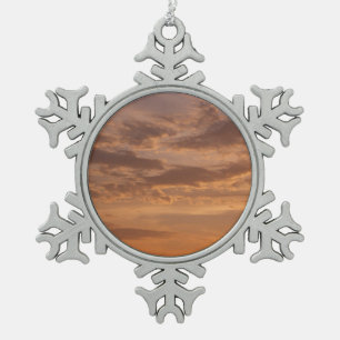 Sunset Clouds II Pastel Abstract Nature Snowflake Pewter Christmas Ornament