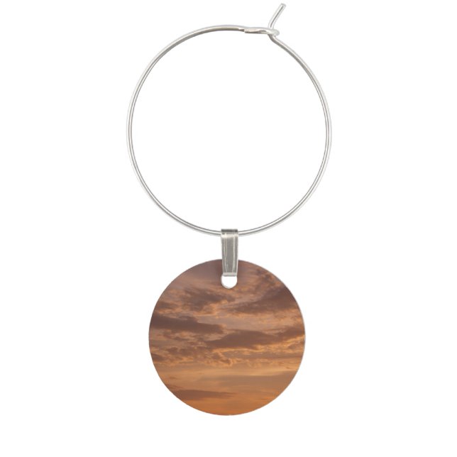 Sunset Clouds II Pastel Abstract Nature Wine Glass Charm (Front)