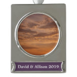 Sunset Clouds III Pastel Abstract Nature Silver Plated Banner Ornament