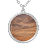 Sunset Clouds III Pastel Abstract Nature Silver Plated Necklace