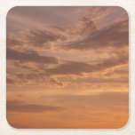 Sunset Clouds III Pastel Abstract Nature Square Paper Coaster