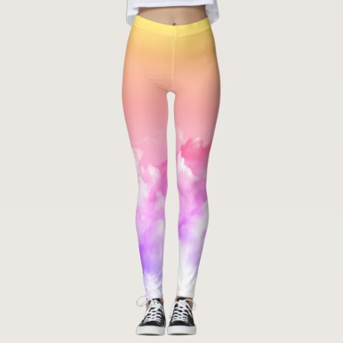 Sunset Clouds leggings for yoga and exercise