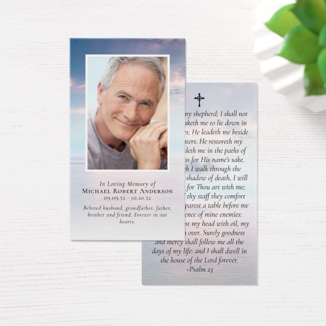 Sunset Clouds Photo Memorial Prayer Card (Desk)