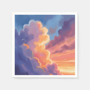 Sunset Clouds Watercolor Sky Painting Colorful Napkins