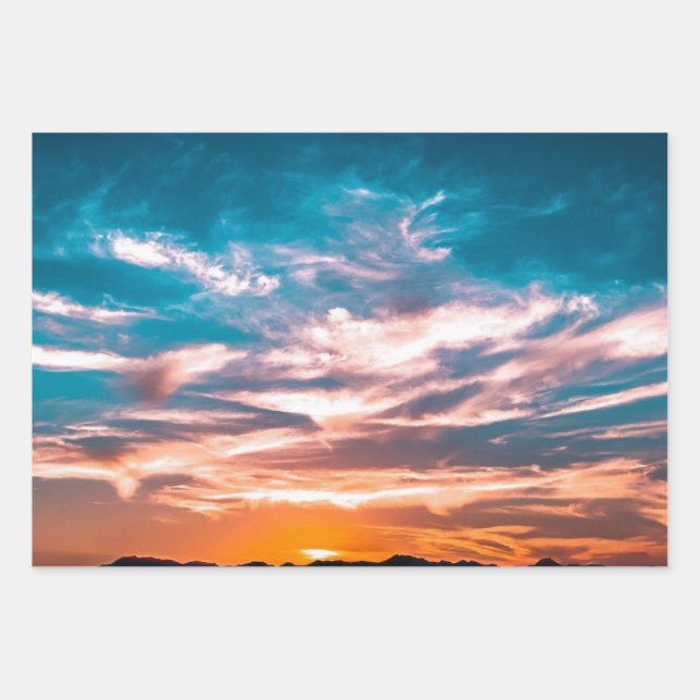 Sunset clouds wrapping paper sheets (Front)