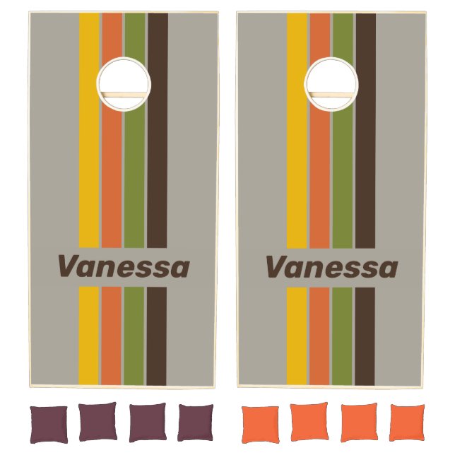 Sunset Clover Pin Striped with Name Cornhole Set (Set)