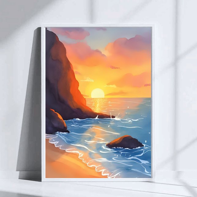 Sunset Coast | Beach Ocean Waves Poster (Creator Uploaded)