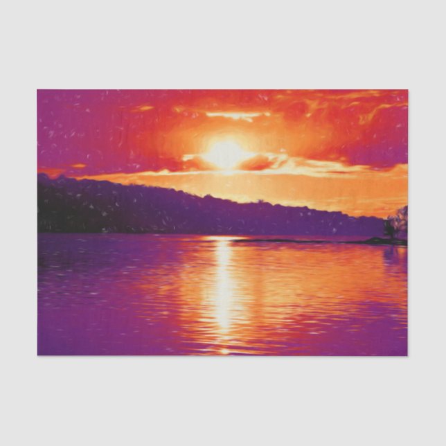 Sunset Coastal Beach Orange Purple Art Decoupage Tissue Paper (Front)