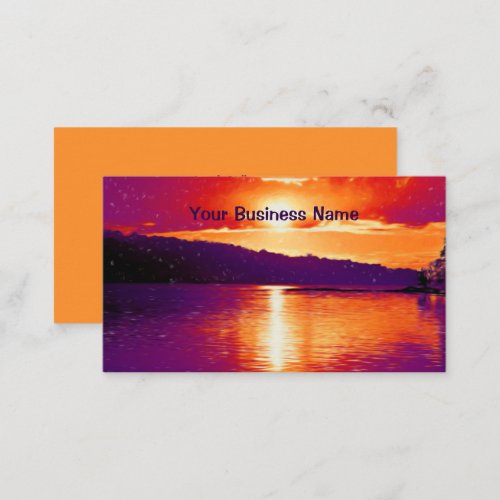 Sunset Coastal Beach Orange Purple Scene Business Card