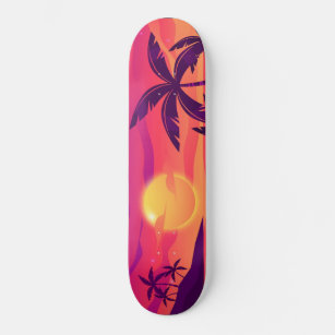 Sunset Coastal Palm Trees Skateboard