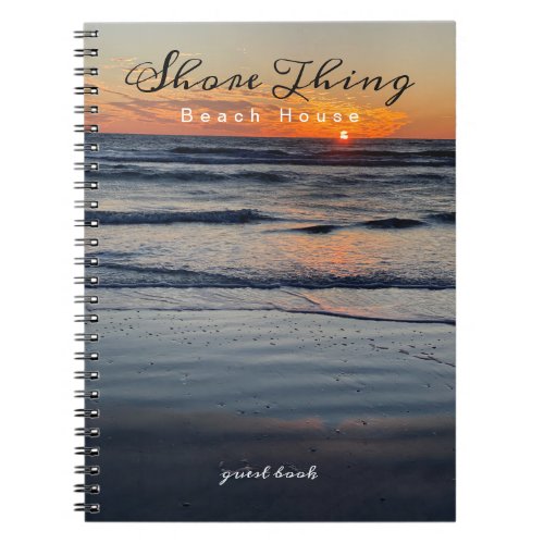 Sunset Coastal Photo Beach Rental Guest Sign In Notebook
