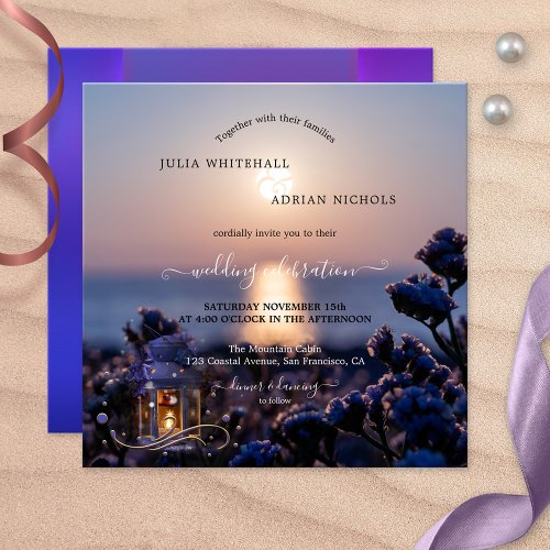 Sunset Coastal Winter Wedding Invitation