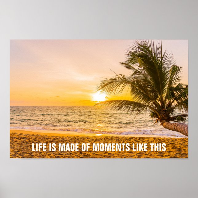 Sunset Coconut Palm on the Beach Poster (Front)