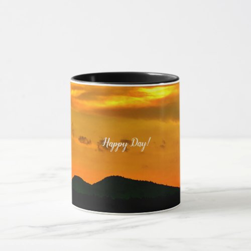 sunset coffee mug happy day